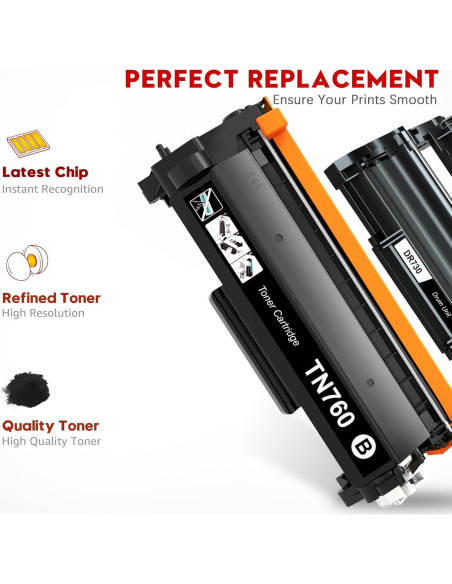 Cartucho de Tóner TN760 y Tambor DR730 Toner Kingdom Cartucho de Tóner TN760 y Tambor DR730 Toner Kingdom