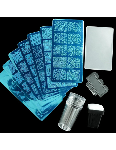 Kit de Estampado de Uñas AddFavor 7 Piezas con Sellos y Raspadores Kit de Estampado de Uñas AddFavor 7 Piezas con Sellos y Raspadores