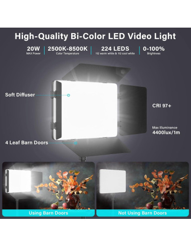 Kit de Iluminación LED Unicucp U-VL13 con Soportes y Batería 8000mAh
