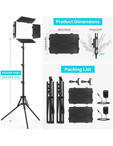 Kit de Iluminación LED Unicucp U-VL13 con Soportes y Batería 8000mAh