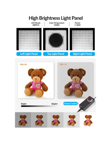 Caja de Luz Fotográfica Portátil OBEST 40x40cm con 480 LED