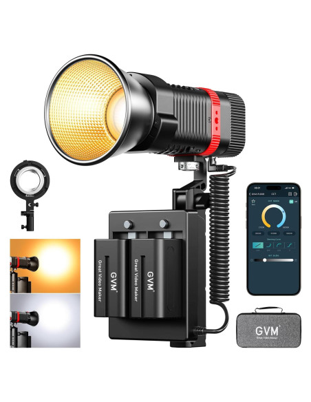 Luz de Video GVM 60W LED Portátil 2700-6800K con Baterías Luz de Video GVM 60W LED Portátil 2700-6800K con Baterías