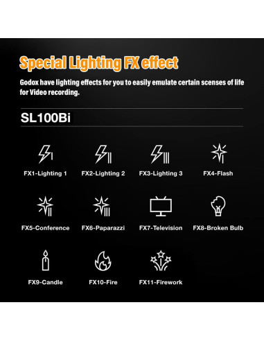 Luz de Video LED Godox SL100Bi 100W Bi-Color 2800K-6500K