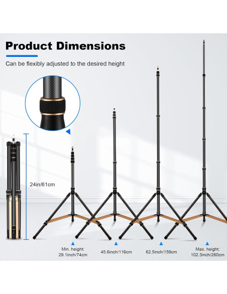 Trípode Portátil Soonpho SL-285C de Fibra de Carbono 260cm Trípode Portátil Soonpho SL-285C de Fibra de Carbono 260cm