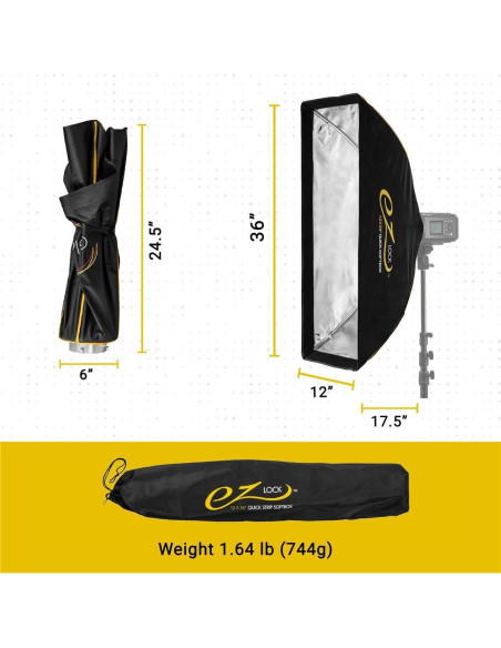 Glow EZ Lock Softbox 12x36" Montura Bowens con Difusores Glow EZ Lock Softbox 12x36" Montura Bowens con Difusores