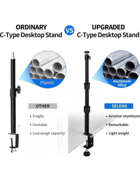 Soporte de escritorio para cámara Selens ajustable 23.88-46.9cm Soporte de escritorio para cámara Selens ajustable 23.88-46.9cm