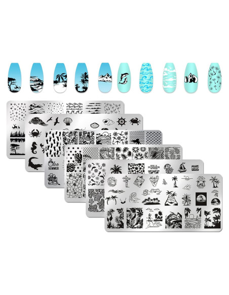 Kit de Estampado de Uñas XingRong 6 Placas Acero Inoxidable Kit de Estampado de Uñas XingRong 6 Placas Acero Inoxidable