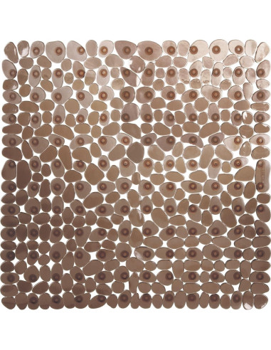 Alfombrilla de Baño Antideslizante iDesign Pebblz 56x56 cm Marrón