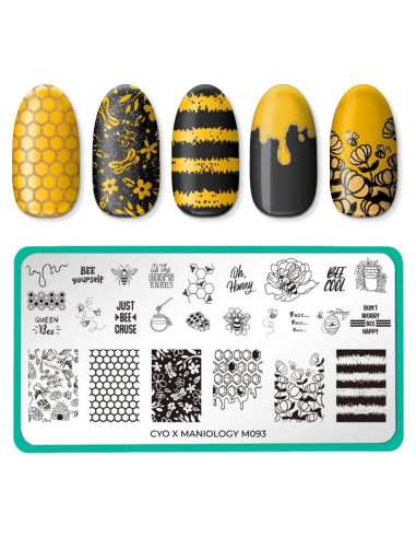Placa de Estampado de Uñas Maniology M093 Abeja 12.06x6.1cm