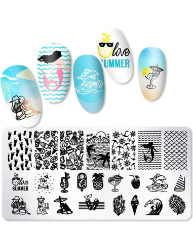 Kit de Estampado de Uñas XingRong 6 Placas Acero Inoxidable