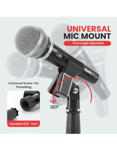 Soporte de Micrófono Pyle PMKS5X2 - Altura Ajustable 0.86 a 1.52 m