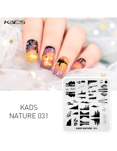 Placa de Estampado de Uñas KADS NA031 Acero Inoxidable 8x7cm