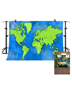 Fondo de Mapa Mundial Vinilo 213x152cm PHMOJEN Personalizable
