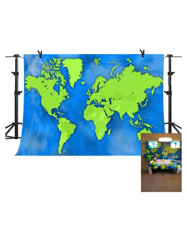 Fondo de Mapa Mundial Vinilo 213x152cm PHMOJEN Personalizable