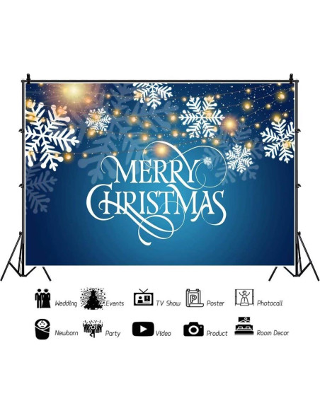 Fondo de Vinilo Navidad Shensu 2.2x1.5m Copos de Nieve Fondo de Vinilo Navidad Shensu 2.2x1.5m Copos de Nieve