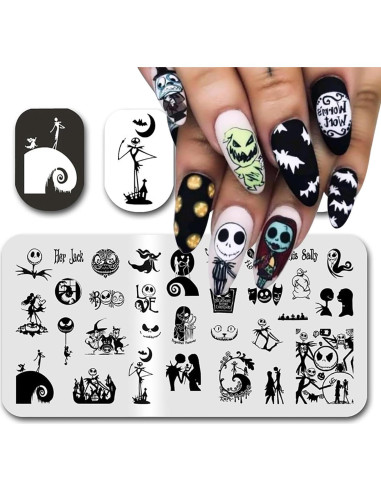 Placa de Estampado de Uñas Halloween MABKJLF 12x6 cm
