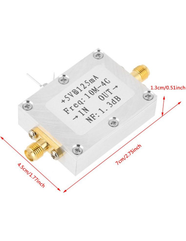 Módulo Amplificador RF de Bajo Ruido 21dB TOPINCN 0.01-4GHz