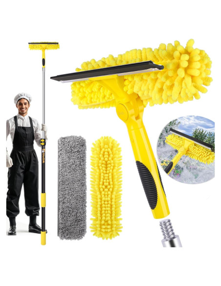 Squeegee Telescópico 2 en 1 Opow 365.76 cm con Paños Reutilizables Squeegee Telescópico 2 en 1 Opow 365.76 cm con Paños Reutilizables