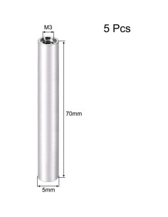 Columna Espaciadora Redonda de Aluminio uxcell M3x70mm - 5 Pcs 2