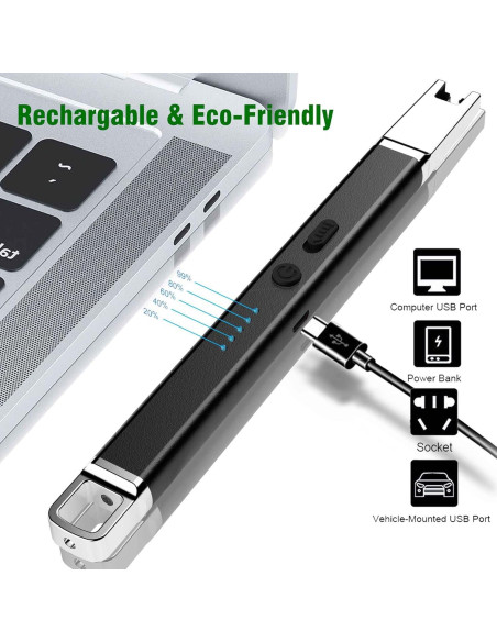 Encendedor Eléctrico USB Recargable Jaerdhs Negro 19.56cm Encendedor Eléctrico USB Recargable Jaerdhs Negro 19.56cm
