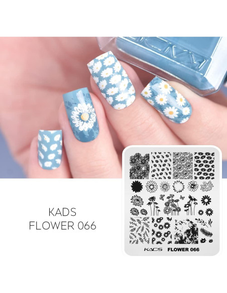 Plantilla de Estampado de Uñas KADS Flor 066 Acero Inoxidable Plantilla de Estampado de Uñas KADS Flor 066 Acero Inoxidable