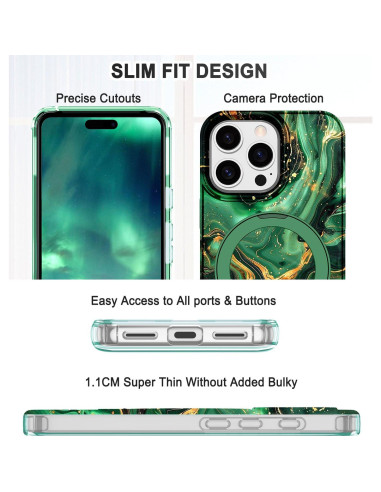 Funda Lamcase para iPhone 14 Pro Verde Oscuro con Soporte MagSafe