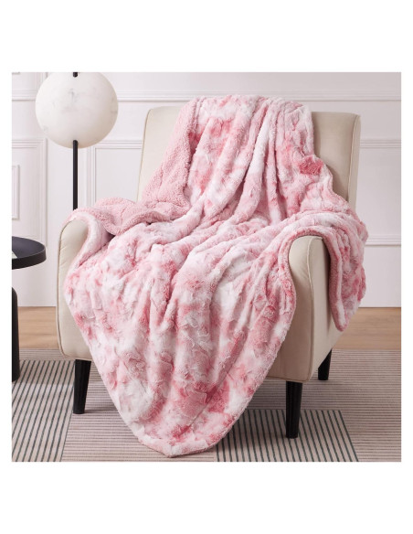 Manta de lanzamiento Bedsure Sherpa Rosa 127x152 cm Suave y Cálida Manta de lanzamiento Bedsure Sherpa Rosa 127x152 cm Suave y Cálida