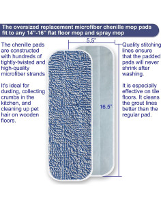 Paquete de 5 Paños de Mopa Chenille 42x14cm AMERWASH PLUS 2