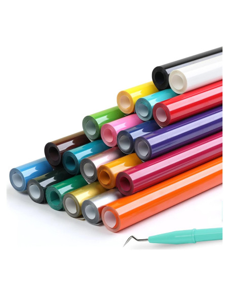 Paquete de Vinilo de Transferencia de Calor HTVRONT 20 Colores 30.48 x 91.44 cm Paquete de Vinilo de Transferencia de Calor HTVRONT 20 Colores 30.48 x 91.44 cm