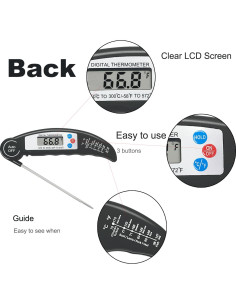 Termómetro Digital de Carne BTSEYAW con Sonda Plegable - Precisión 1.8F 2