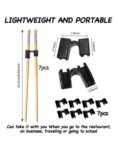 7 Pares de Palillos Reutilizables de Entrenamiento LYART 22.5cm