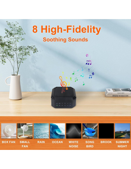 LUXSWAY Máquina de Ruido Blanco Portátil con 8 Sonidos Naturales LUXSWAY Máquina de Ruido Blanco Portátil con 8 Sonidos Naturales