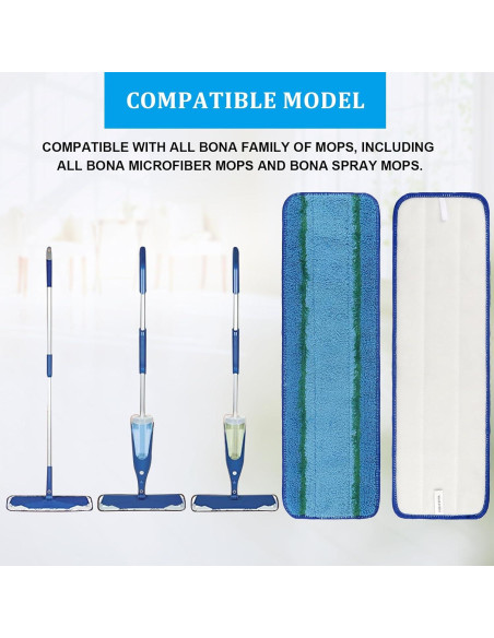 Paquete de 3 almohadillas de limpieza Bona microfibra 33x8cm Paquete de 3 almohadillas de limpieza Bona microfibra 33x8cm