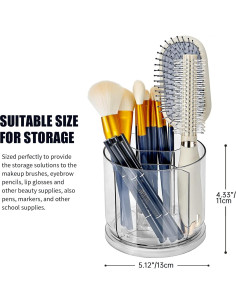 Organizador de Brochas de Maquillaje VANZAVANZU 360 Transparente 2