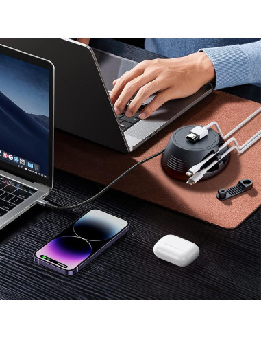 Soporte Magnético para Cables SOOOEC 3-en-1 Gris - Organizador