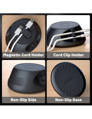 Soporte Magnético para Cables SOOOEC 3-en-1 Gris - Organizador