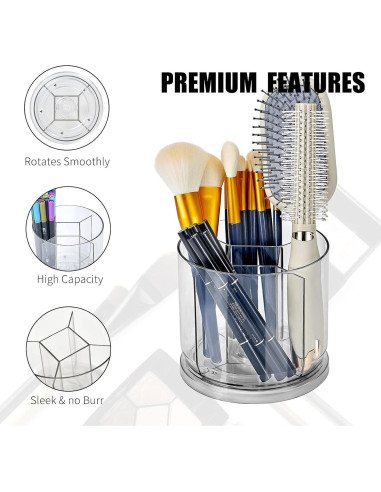 Organizador de Brochas de Maquillaje VANZAVANZU 360 Transparente