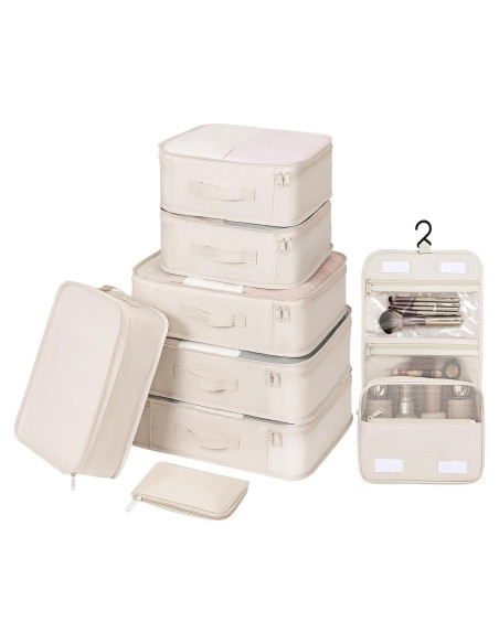 DIMJ Cubos de Empaque para Viaje - 8 Piezas Beige DIMJ Cubos de Empaque para Viaje - 8 Piezas Beige