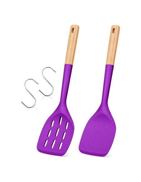 Juego de 2 Espátulas de Silicona Badiano con Mango de Madera