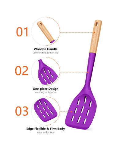 Juego de 2 Espátulas de Silicona Badiano con Mango de Madera
