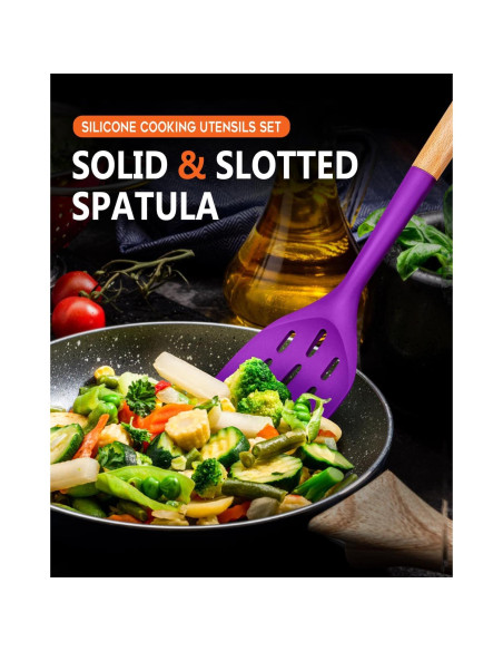 Juego de 2 Espátulas de Silicona Badiano con Mango de Madera