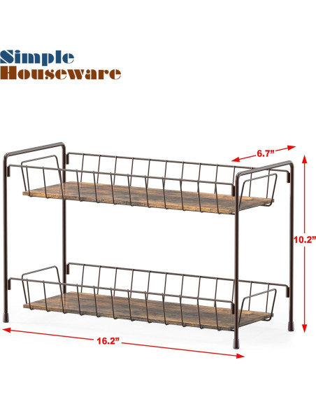 Organizador de Especias de 2 Niveles Simple Houseware - Acero Bronce Organizador de Especias de 2 Niveles Simple Houseware - Acero Bronce
