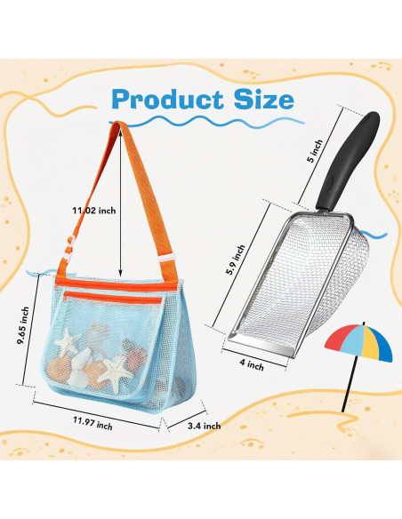 Juego de Juguetes de Playa LIDAGO con 2 Palas y 2 Bolsas de Malla Juego de Juguetes de Playa LIDAGO con 2 Palas y 2 Bolsas de Malla