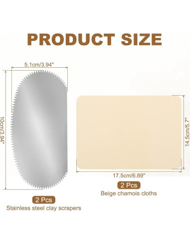 Kit de Herramientas de Cerámica YOKIVE - 2 Raspadores Acero Inoxidable 10x5cm