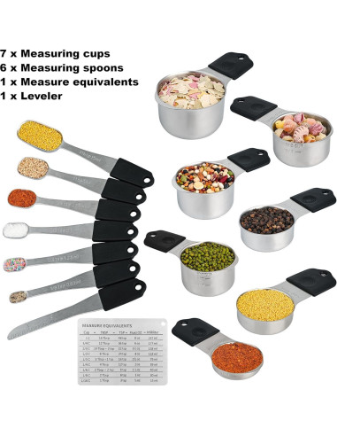 Juego de Tazas y Cucharas Medidoras Magnéticas Smithcraft 15 Piezas