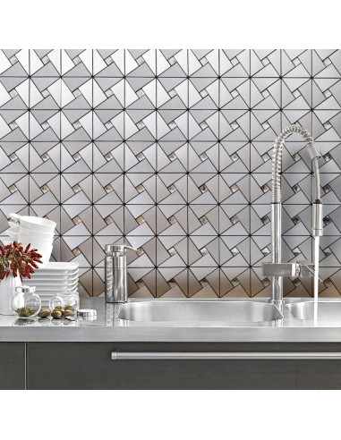Azulejos Autoadhesivos DICOFUN 10 Hojas 30.48x30.48cm Plata