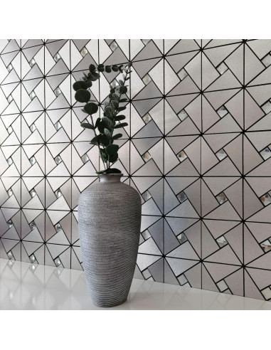 Azulejos Autoadhesivos DICOFUN 10 Hojas 30.48x30.48cm Plata