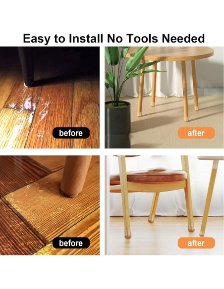 20 Fundas de Silicona Transparente para Patas de Silla - Pequeño 20 Fundas de Silicona Transparente para Patas de Silla - Pequeño