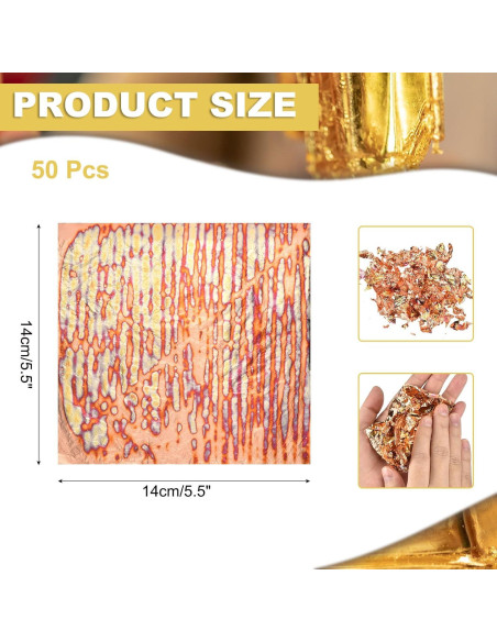 Hojas de Oro Imitación MECCANIXITY 50 Pcs 14x14cm Cobre Hojas de Oro Imitación MECCANIXITY 50 Pcs 14x14cm Cobre