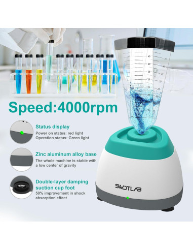 Mezclador Vortex Mini SWDTLAB 4000rpm Verde para Laboratorio